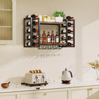 Homeiju Wall Mounted Wine Rack for 30 Bottles, Metal Wine Shelf Storage with Top Enclosure, (31.7" W x 9.8" D x 19.7" H)
