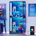 Lamtor 69-inch Glass Display Cabinet – Curio Cabinet with RGB LED Lights, Adjustable Shelves & Anti-Tip Design for Collectibles, Figures, Living Room | Black