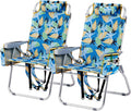 16" Tall Beach Chairs for Adults,2-Pack Lightweight Backpack Chair with 5-Position,Cooler Bag,Cup Holder,Towel Rack，Suitable for Camping Pool Patio Lawn Outdoor Travel
