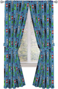 Jay Franco Kids Window Drapes - 4 Piece Curtain Set Includes 2 Tiebacks, Beautiful Bedding Room Décor and Easy Set Up, Blue - Minecraft, 84 Inch