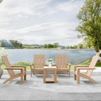 Kullavik Dual-Mode Adirondack Chairs Set of 4 with 2pcs Side Table, HDPE All-Weather Patio Chairs, Outdoor Lawn Chairs for Garden Backyard Porch Pool Deck Firepit, Teak