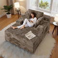 66" Chaise Lounge Chair Indoor,Oversized Boneless Single Sleeeper Couch Bed,Corduroy Cloud Sofa with 3 Soft Pillows for Livingroom,Bedroom,No Assembly,(Khaki)