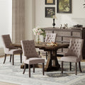 COLAMY Fabric Side Dining Chairs Set of 4, Wingback Upholstered Dining Room Chairs with Tufted Button, Living Room Chairs for Home Kitchen, Taupe