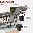 PIZZELLO Patio Dining Table for 6, 59" Rectangular Outdoor Patio Tables with Wood-Like HDPE Slat Top, All Weather Metal Outdoor Dining Table for Lawn Backyard Garden, Black