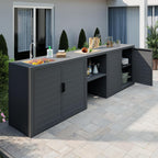 Domi Outdoor Kitchen with Stainless Steel Sink, Aluminum Outdoor Prep Table & Storage Cabinet, 3-Piece All Weather Patio Modular Station for Backyard, Dark Grey