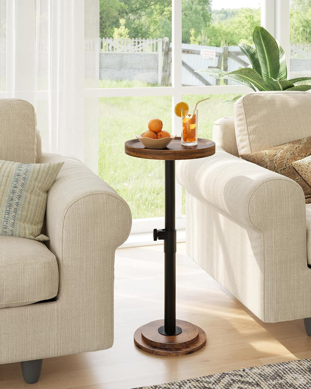 CHOEZON End Table and Height Adjustable Drink Table Bundle, for Small Space, Sofa, Living Room, Bedroom, TBZ55BF-TBZ31BF