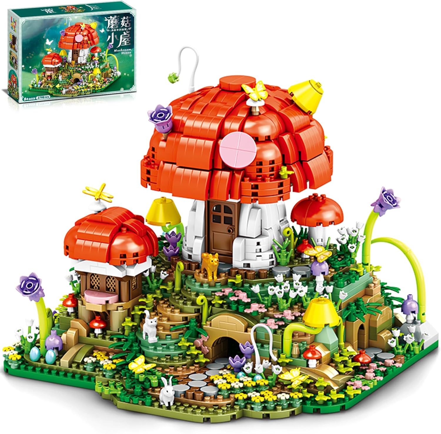 Mushroom House Mini Building Blocks Sets - 2798PCS Unique Creative Ideals Ganoderma Hotel Treehouse Micro Mini Blocks Bricks Kit Toys for Adult, Collectible Architecture Deco, Birthday Gift for Kid