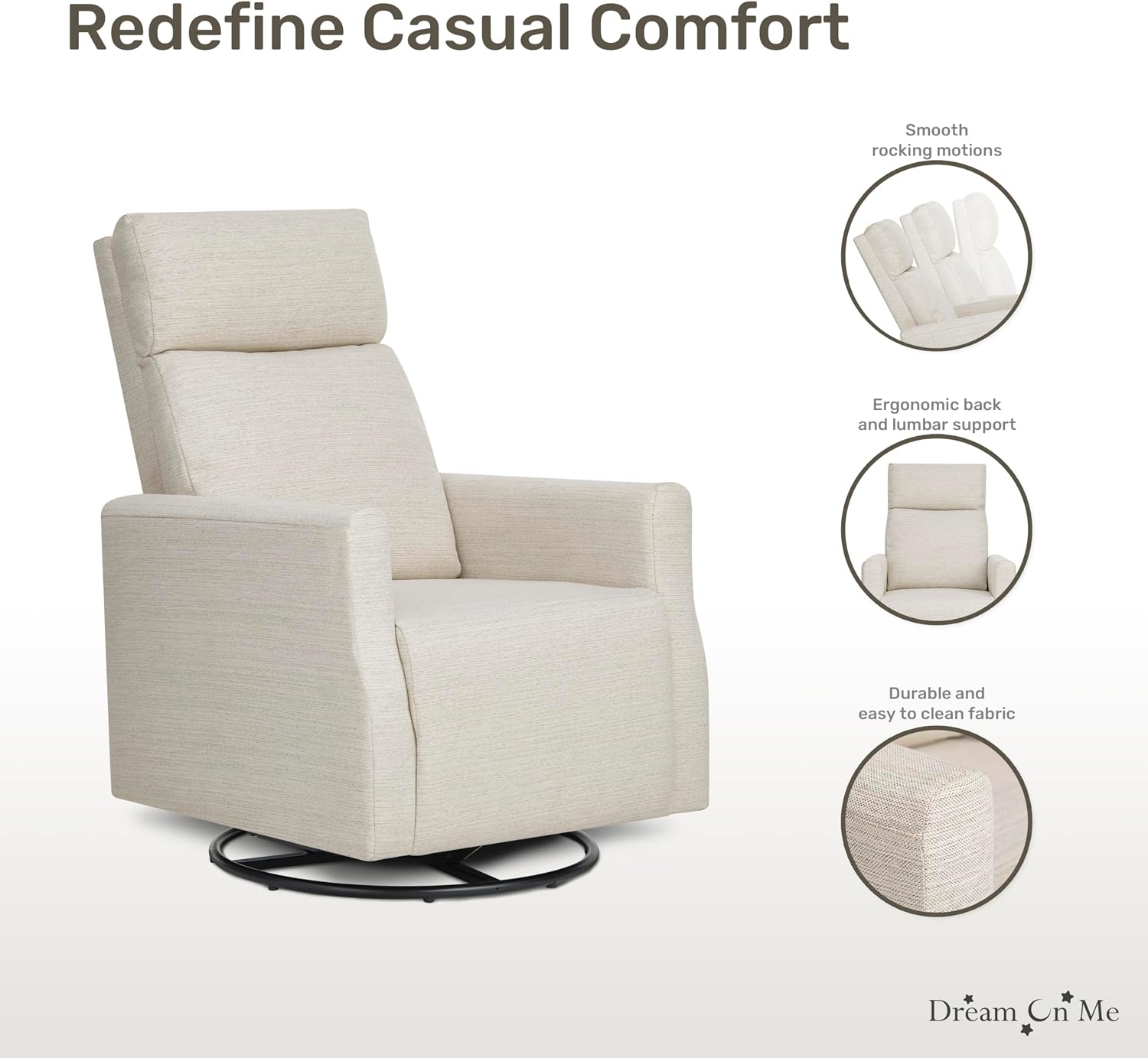 Dream On Me Oliver Swivel GliderWith 360-Degree Swivel and Plush Corduroy Fabric, FSC Certified.