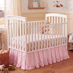 Gingham Crib Skirt Dust Ruffle 52 x 28 Inch 100% Washed Cotton Ruffle Plaid Baby Crib Bed Skirt Soft Farmhouse for Boys & Girls Nursery Bedding Decor, Fits Standard Cribs(Pink)