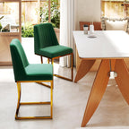 LSSBOUGHT Velvet Upholstered Dining Chairs Set of 6, Mid Century Modern Padded Chair with Gold Metal Frame for Restaurant,Dining Room,Kitchen (Green, 6PCS)