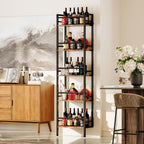 Homeiju 5-Tier Freestanding Wine Rack, 60 Bottles Wine Racks for Wall Mounted, Wines Bottle Holder Display Shelf with Fences, Liquor Storage for Kitchen, Dining Room, Bar (Rustic Brown)