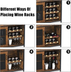 Amyove Wine Bar Cabinet with Detachable Wine Rack, Bar Rack with Glass Holder, Small Sideboard and Buffet Cabinet with Mesh Door, Rustic Brown