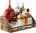 Nuovoware Liquor Bottle Display Shelf, Coffee Syrup Organizer, 2 Step Countertop Liquor Wine Rack, Home Retro Shelf Stand for Mini Bar, Cabinet, Bar Essentials for Whiskey, Spirits, Dark Wood