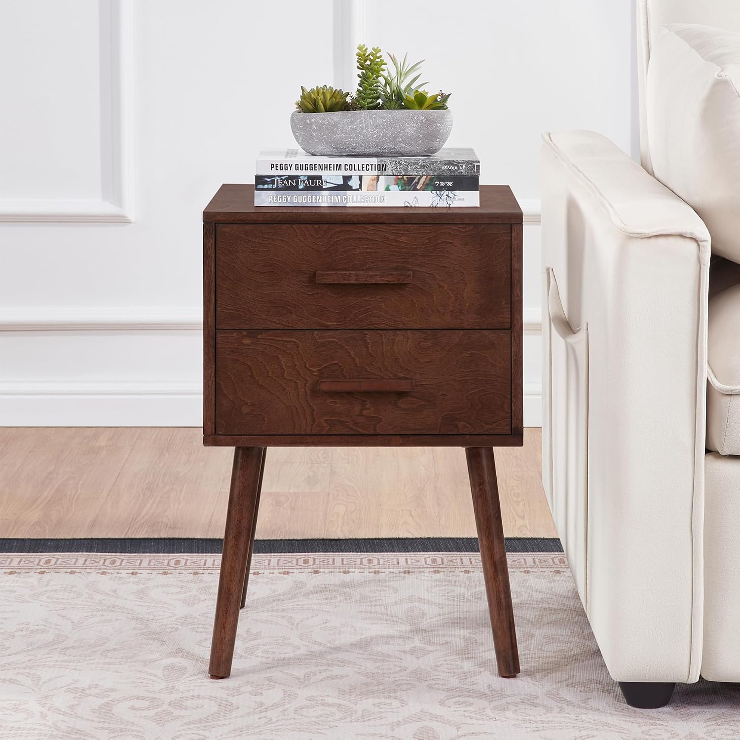 Convenience Concepts Oslo 2 Drawer End Table 15.75" - Mid-Century Modern Side Accent with Storage Drawers for Living or Family Room, Bedroom Nightstand, Espresso/Espresso