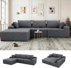 Lifelink 108" Boneless Couch L-Shaped Modular Sectional: Couches for Living Room - Cloud Sofa with Deep Seat High Back - Oversized Left Facing Chaise - No Assembly Required - Grey