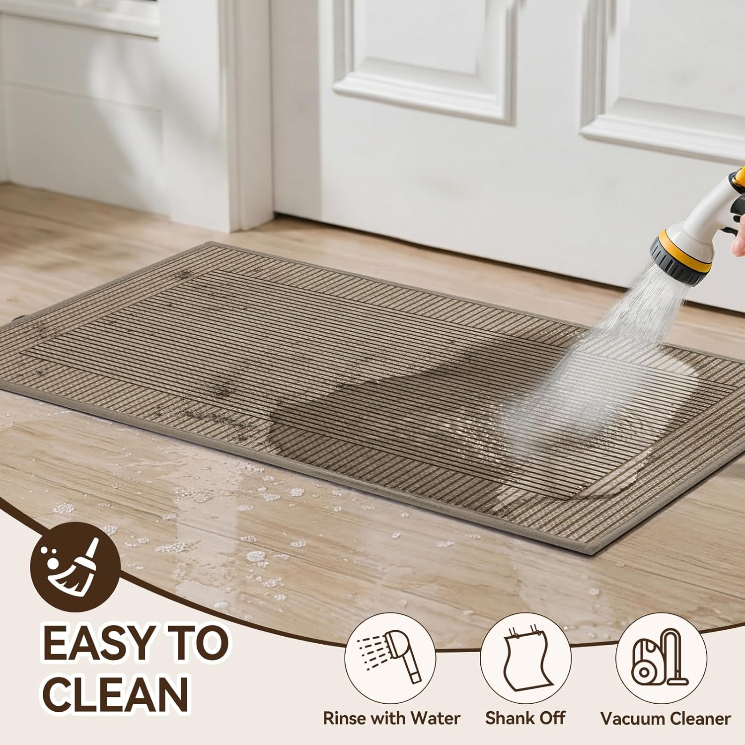 Door Mat 31"x47", Thin Dirt Trapper Entryway Door Mats Non Slip Washable Doormat, Low-Profile Welcome Mat for Inside Front Backdoor and Entrance