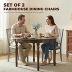 HOMCOM Farmhouse Dining Chairs Set of 2, Upholstered Linen Fabric Kitchen Chairs with Solid Rubberwood Legs for Kitchen, Dining Room, Rustic Gray