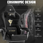 Ferghana Ergonomic Velvet Fabric Gaming Chair with Massage & Footrest, High Back Reclining Racing Computer Chair for Adults, Home Office Gaming Desk Chair, Black