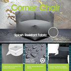 Dineli Modern Arm-Rest Chair Coner Chair Outdoor Furniture Comfy Patio Couch Sofa Outdoor Bean Bag Chair Creating a Unique Patio Garden Modular Contemporary Sofa Lazy Sofa for Outside - Dark Gray