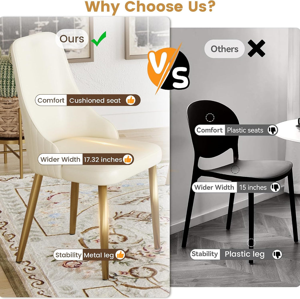 Montary 9 Piece Dining Table Chairs Set, Modern Dining Table Set of 8, Includes 59" D Marble Round Table with Beige Cylindric PU Wooden Base, 8 Beige Gold Dining Chairs for Home, Kitchen