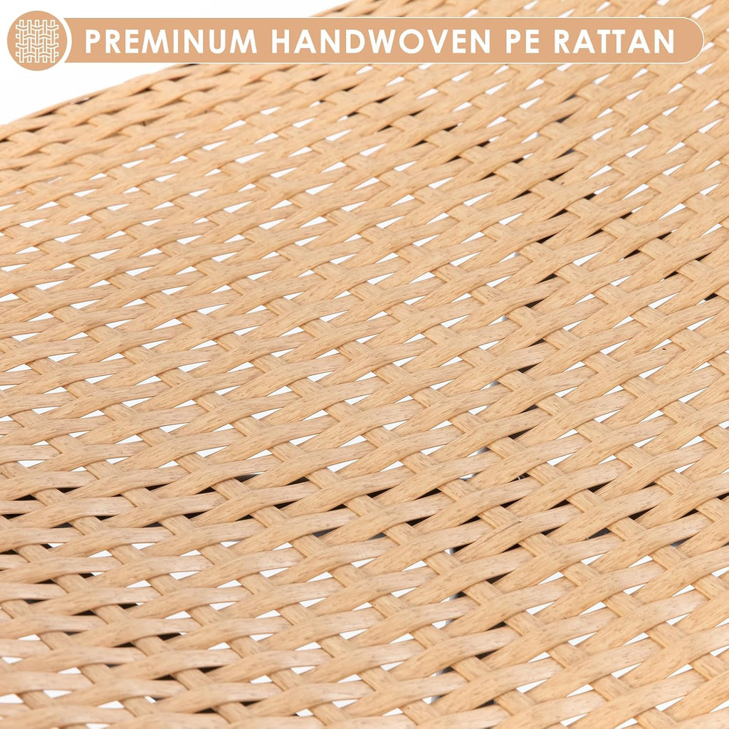 RADIATA Ottoman Set of 2 for Patio, Cushioned Wicker Footstool Ottomans, Rattan Foot Rest for Outdoor Chair Egg Chair, 2-in-1 Foot Stool for Living Room Bedroom Porch Deck Garden Balcony, Beige