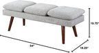 OSP Home Furnishings Amanda Mid-Century Modern Upholstered Bench with Solid Wood Tapered Legs, 54-inches, Grey Fabric