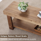 Solid Wood Bench - 42.5" Long Farmhouse Entryway Bench, Narrow End of Bed Storage Benches Seat for Indoor, Entryway, Dining Room, Living Room, Bedroom and Hallway, Natural