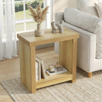 knoworld Nightstands Set of 2, End Tables Set for Bedroom, Narrow Side Tables with Shelves, Square End Table for Living Room, Slim Rectangle Accent Table, Farmhouse Bedside Table, Natural