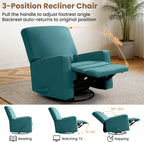 Swivel Rocker Recliner Chair, 360°Swivel Nursery Chair for Adults, Manual Reclining 30°Rocking Glider with Linen Fabric, Solid Wood & Metal Frame, Living Room, Bedroom