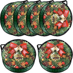 YAYODS 6 Pack Wreath Storage Container Bag, 24x8 Inch Christmas Wreath Storage Container Heavy Duty Christmas Wreath Boxes with Clear Window for Xmas Holiday Seasonal Wreath Garland (Green)