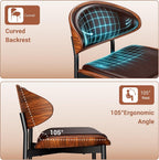 YaFiti Dining Chairs Set of 6, Dining Room and Kitchen Chairs, Mid Century Modern Retro Chair, Upholstered PU Leather Chairs for Vanity with Walnut Bentwood and Metal Legs(Brown)