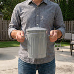 Plexon 2 Gallon Small Metal Trash Can with Lid Bathroom Garbage Can with Lid Bathroom Trash Can for Bedroom Office Kitchen Indoor Waste Basket, Round Powder Coated Gray Bucket