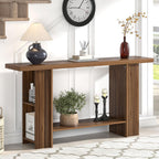 FOLUBAN Entryway Table, Modern Wood Console Table with Bottom & Side Storage Shelves, 2 Tier Sofa Table Behind Couch for Living Room, Long Hallway Table for Home Decor, 53 Inch, Walnut