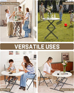 FanttikOutdoor 32" Round Folding Table 4 Heights Adjustable, One-Hand Quick Lift, Instalift, Plastic Portable Indoor Outdoor Table for Parties Commercial Events, 1 Pack, Granite White Zeta O3 Pro