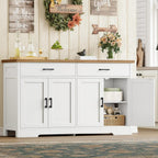 Buffet Cabinet with Storage and 2 Drawers, Large Sideboard Buffet Cabinet with Adjustable Shelves and Doors, Modern Coffee Bar Cabinet, White
