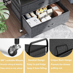 Mini Fridge Stand, 120LBS Mini Fridge Table, 2 Drawer Fridge Cart, Mini Fridge Stand with Storage, Metal Frame Iron Top, 4 Swivel Wheels for Home Kitchen, Black