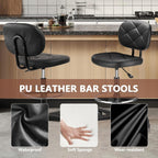 KLASIKA PU Leather Rolling Bar Stool with Wheels and Back, Tall Drafting Stool with Adjustable Height and Footrest, Multi-Purpose Office Desk Chair for Home Kitchen Shop Work, Black (1PK)