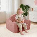 Airpanda Comfy Kids Chair and Couch, 2-in-1 Convertible Kids Sofa, Soft Fold-Out Design, Removable Washable Cover,Pink