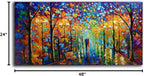 Tyed Art- Contemporary Art Landscape Oil Painting On Canvas Abstract Textured Tree Painting hand-painted acrylic frame wall art modern canvas painting 24x48inch