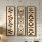 X DELUXE Minimalist Aztec Wood Wall Decor Set of 3 Geometric Scandinavian Boho Hanging Panels for Living Room Bedroom Hallway Office Modern Tribal MDF Wall Art Vertical Decorative Interior Accent