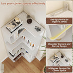 6-Tier Corner Bookshelf, 66" Tall L-Shaped Corner Shelf with Anti-Fall Baffles for Living Room Decor, Heavy Duty Wooden Bookcase Display Rack for Home Office Storage,White