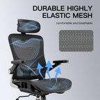 marrap Ergonomic Office Chair, Mesh Desk Chair with 3D Armrests, Adjustable Lumbar Support and Headrest, 90-120° Rocking Function, Black