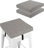 Square Bar Stool Cushions Set of 2 Non-Slip Chair Pads with Ties 2" Thick Chair Cushions with Machine Washable Cover 12" X 12" (Light Grey)
