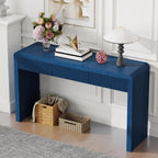 Knocbel Console Table with 3 Fluted Drawers, Rustic Sofa Tables with Solid Wood Veneer & Wood Grain for Entryway Hallway Living Room, 55.1" W x 15.8" D x 29.8" H, Navy
