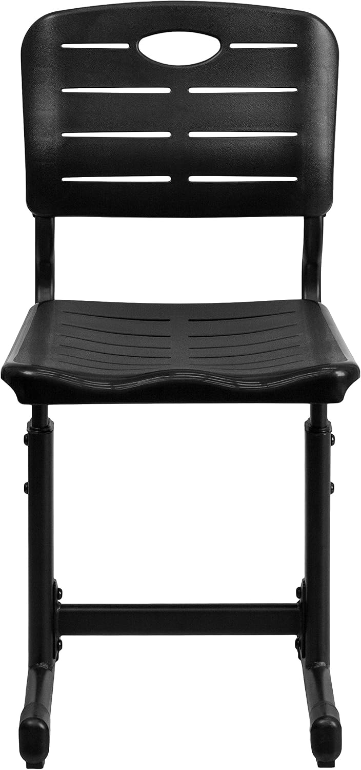 Flash Furniture Nila Set of 6 Adjustable Height Black Student Chairs with Black Pedestal Frames