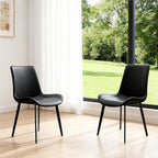 Modern Dining Chairs Set of 6, PU Leather Dining Room Chairs, Upholstered Kitchen Chairs with Ergonomic Backrest & Sturdy Metal Legs, Perfect for Dining Room, Living Room, Black