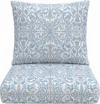 RSH DECOR: Sunbrella Deep Seating Cushion with Pillow Back | 24” x 26” x 5" Seat | Water & Fade-Resistant | Outdoor Chair Cushion Set for Patio Furniture | Made in USA (Provincial Azure)