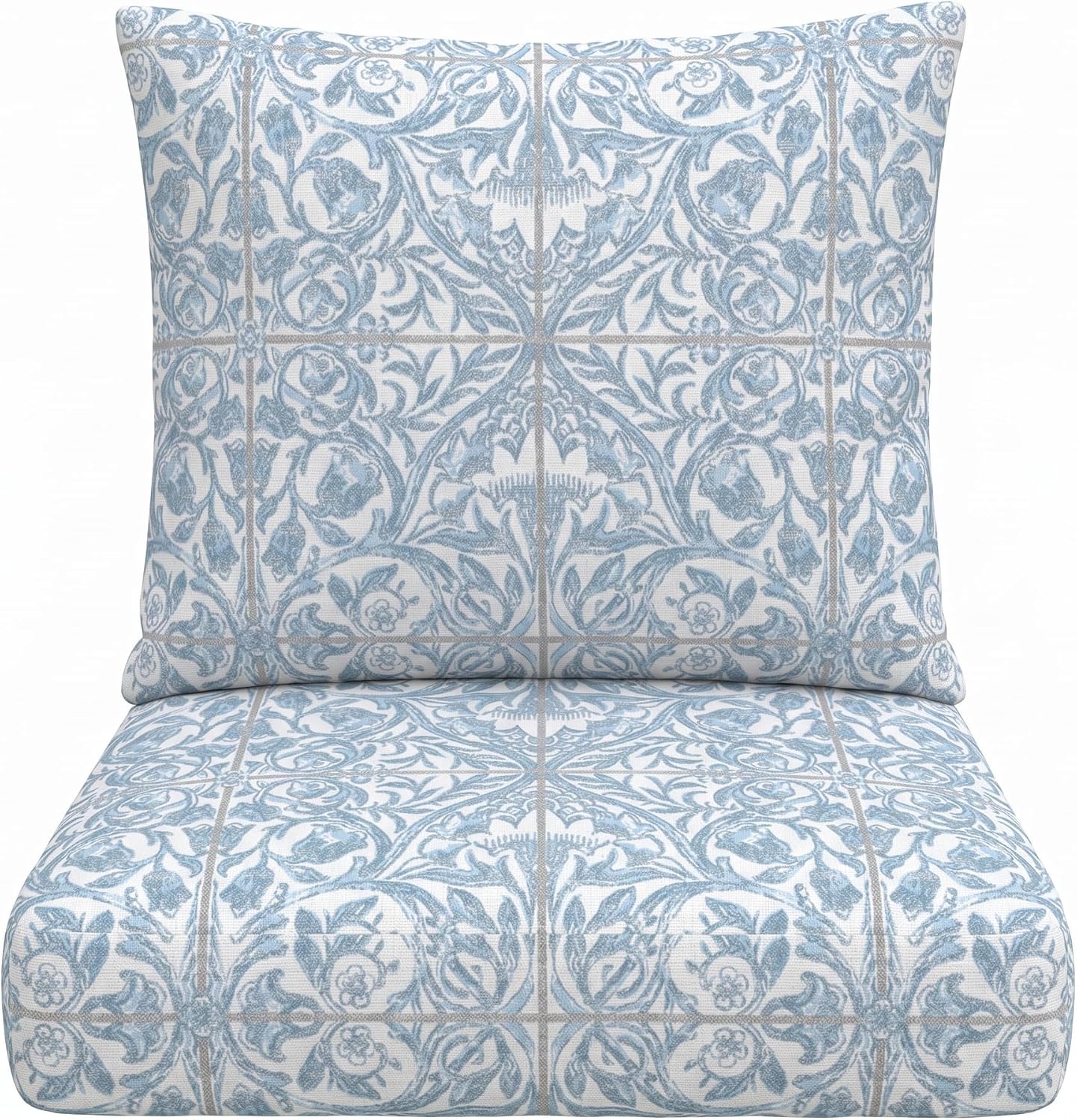 RSH DECOR: Sunbrella Deep Seating Cushion with Pillow Back | 24” x 26” x 5" Seat | Water & Fade-Resistant | Outdoor Chair Cushion Set for Patio Furniture | Made in USA (Provincial Azure)