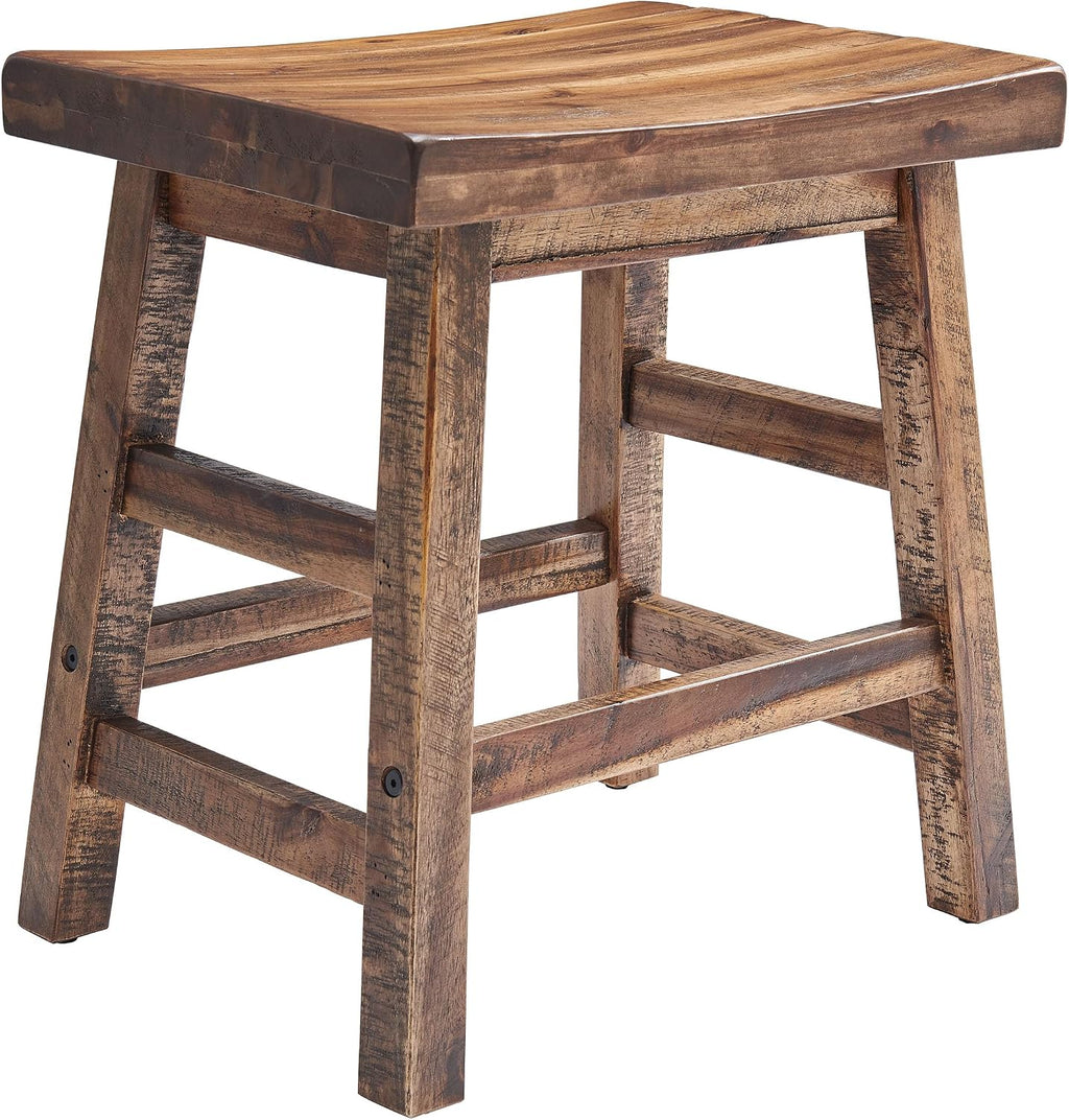 Durango 20-Inch Saddle Seat Stool – Backless Solid Wood Kitchen Stool for Dining Table, Counter, or Entryway – Rustic Farmhouse & Industrial Accent Seating by Alaterre Furniture