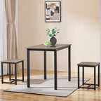 Yaheetech 3 Piece Dining Table Set - Kitchen Table & Chair Sets for 2 - Compact Table w/ 2 Stools & Space Saving Design for Dining Room Living Room Kitchen, Gray